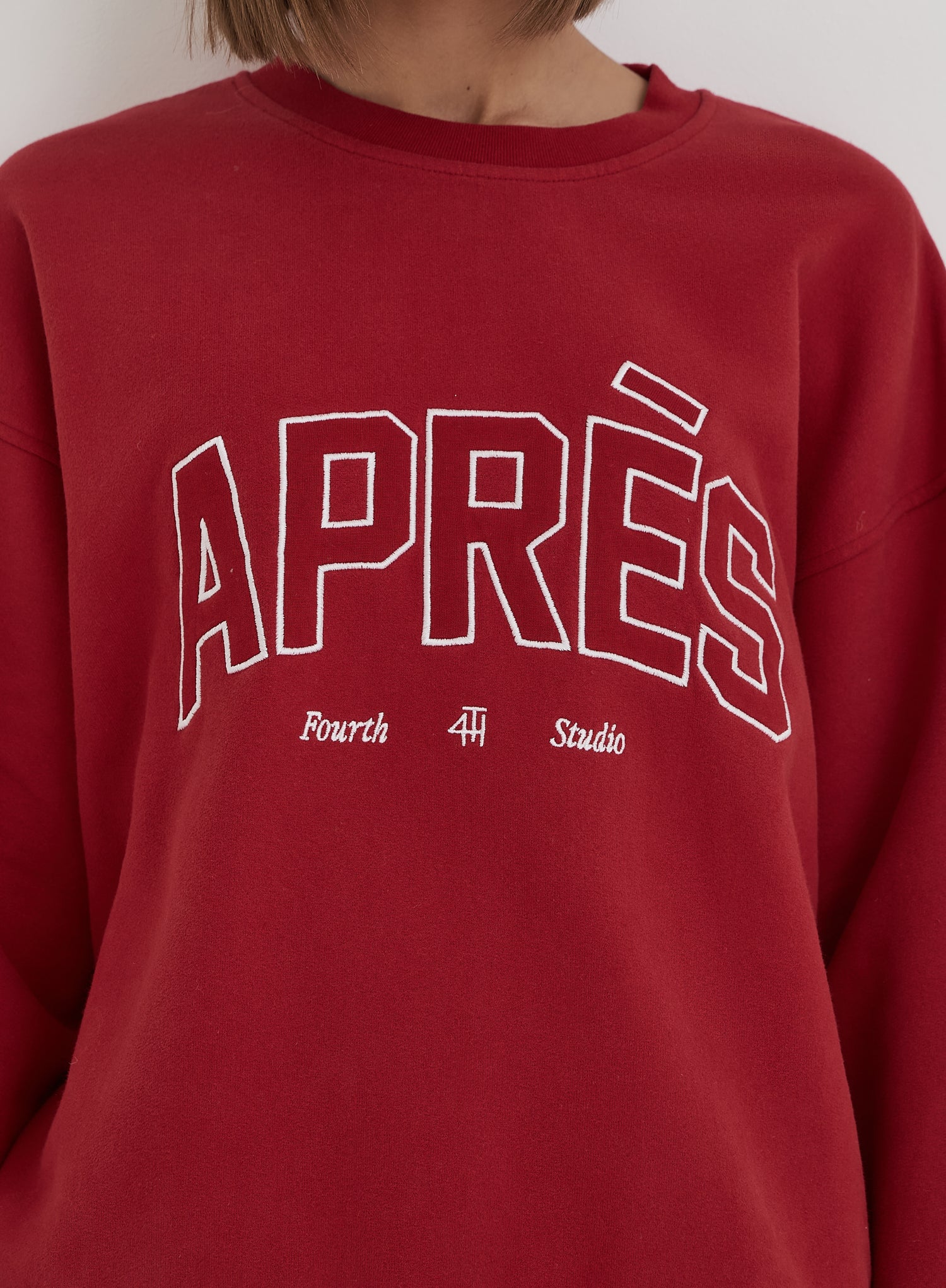 Red Embroidered Apres Slogan Oversized Sweatshirt